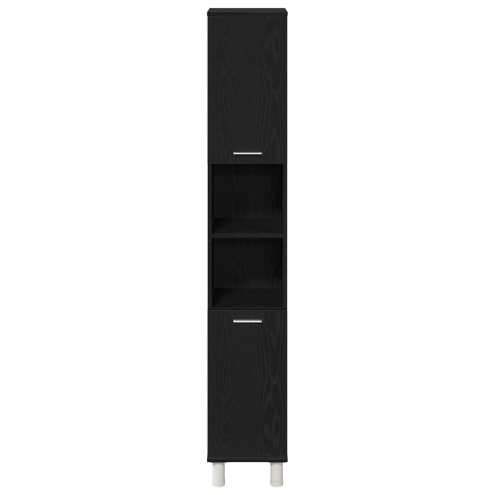 Badezimmermöbel-Set mit Regal 3 pcs Schwarz 30 x 30 x 179,5 cm