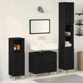 Badezimmermöbel-Set Wandmontiert 3 pcs Schwarz Eichen-Optik