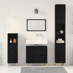 Badezimmermöbel-Set Wandmontiert 3 pcs Schwarz Eichen-Optik