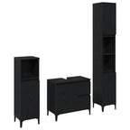 Badezimmermöbel-Set Wandmontiert 3 pcs Schwarz Eichen-Optik