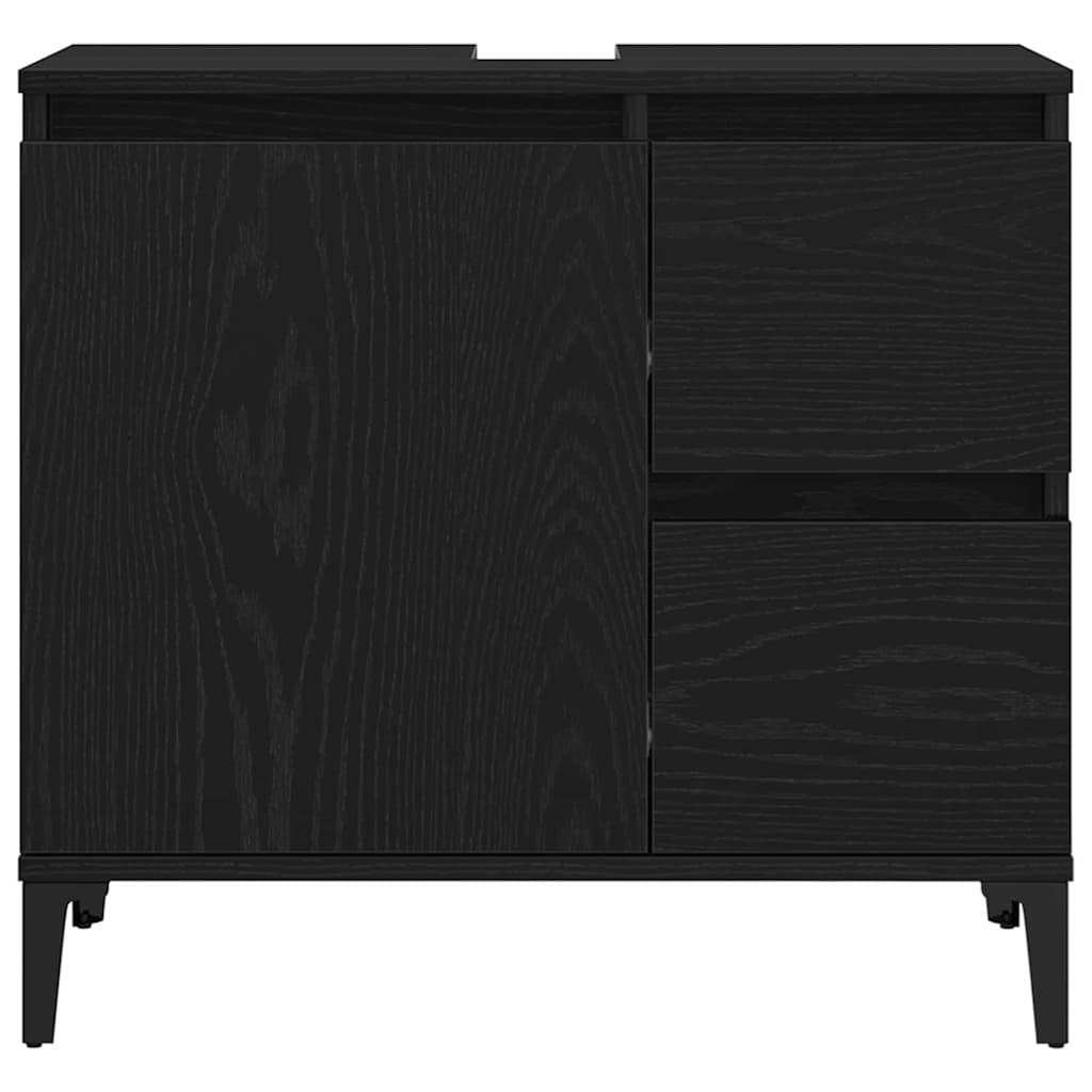 Badezimmermöbel-Set Wandmontiert 3 pcs Schwarz Eichen-Optik