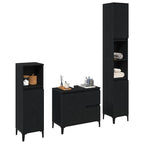 Badezimmermöbel-Set Wandmontiert 3 pcs Schwarz Eichen-Optik