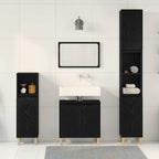 Badezimmermöbel-Set Wandmontiert 3 pcs Schwarz Eichen-Optik