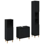 Badezimmermöbel-Set Wandmontiert 3 pcs Schwarz Eichen-Optik