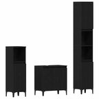 Badezimmermöbel-Set Wandmontiert 3 pcs Schwarz Eichen-Optik