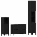 Badezimmermöbel-Set Wandmontiert 3 pcs Schwarz Eichen-Optik