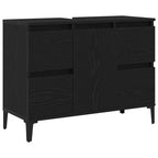 Badezimmermöbel-Set Wandmontiert 3 pcs Schwarz Eichen-Optik
