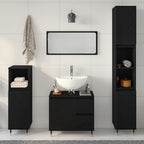 Badezimmermöbel-Set 3 pcs Schwarz Eichen-Optik 30 x 30 x 190 cm