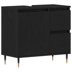 Badezimmermöbel-Set 3 pcs Schwarz Eichen-Optik 30 x 30 x 190 cm