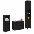 Badezimmermöbel-Set 3 pcs Schwarz Eichen-Optik 30 x 30 x 190 cm