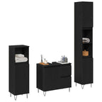 Badezimmermöbel-Set 3 pcs Schwarz Eichen-Optik 30 x 30 x 190 cm