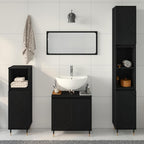 Badezimmermöbel-Set 3 pcs Schwarz Eichen-Optik 30 x 30 x 190 cm