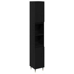 Badezimmermöbel-Set 3 pcs Schwarz Eichen-Optik 30 x 30 x 190 cm