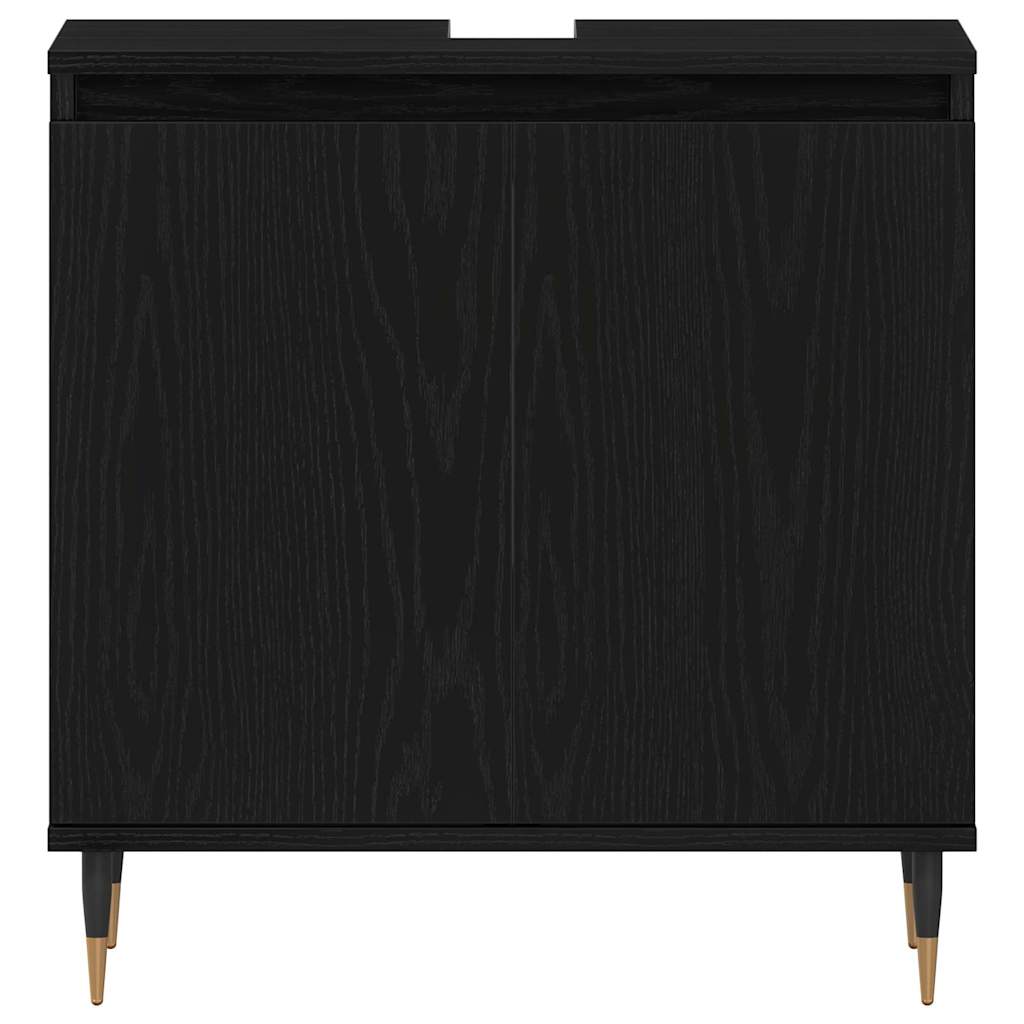 Badezimmermöbel-Set 3 pcs Schwarz Eichen-Optik 30 x 30 x 190 cm
