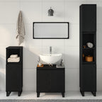 Badezimmermöbel-Set Wandmontiert 3 pcs Schwarz Eichen-Optik