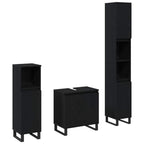 Badezimmermöbel-Set Wandmontiert 3 pcs Schwarz Eichen-Optik