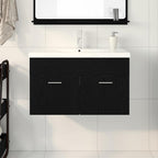Badezimmerschrank Schwarz Eichen-Optik 80 x 38,5 x 46 cm