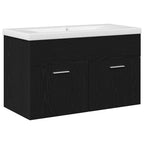 Badezimmerschrank Schwarz Eichen-Optik 80 x 38,5 x 46 cm