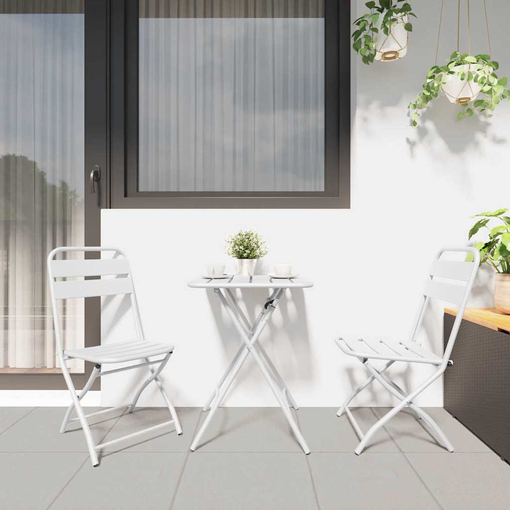 Bistrogarnitur 3 pcs Weiß Stahl