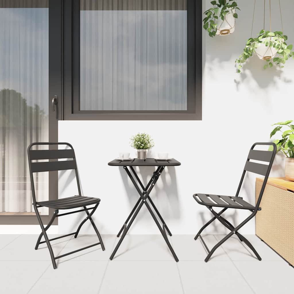 Bistrogarnitur 3 pcs Anthrazit Stahl