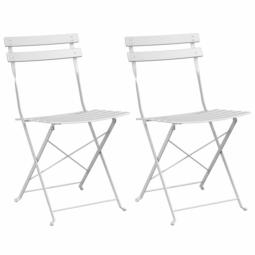 Gartenklappstuhl 2 pcs Weiß 42 x 46 x 82cm Metall