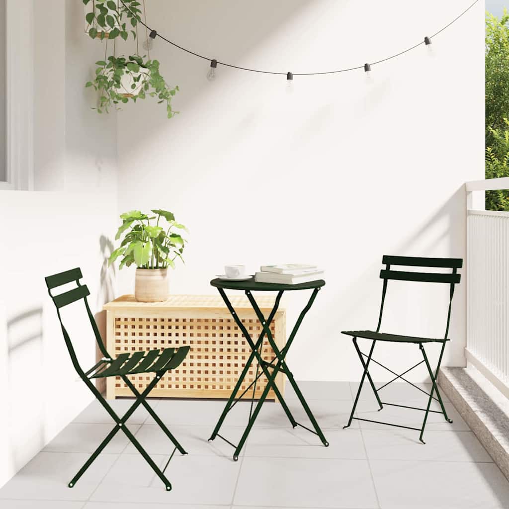 Klapp Bistro Set 3 pcs Wald Stahl
