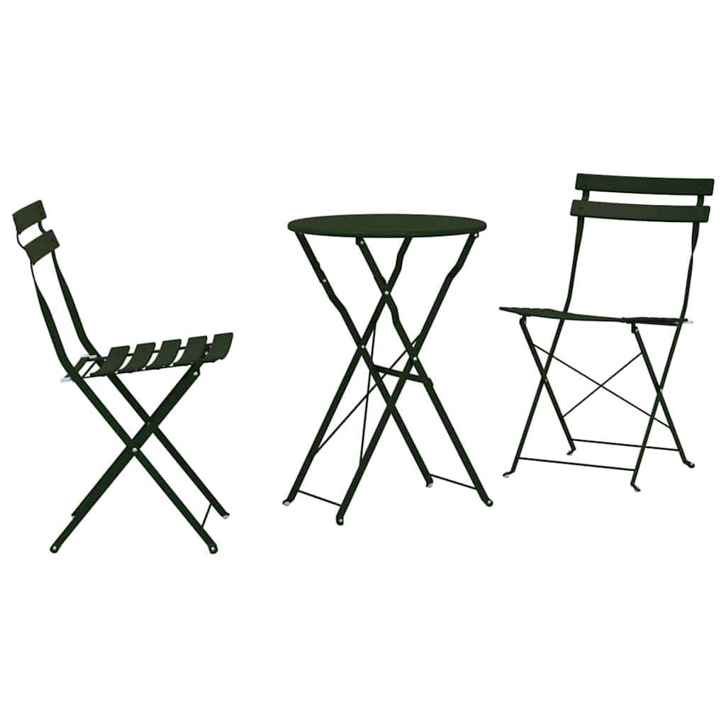 Klapp Bistro Set 3 pcs Wald Stahl