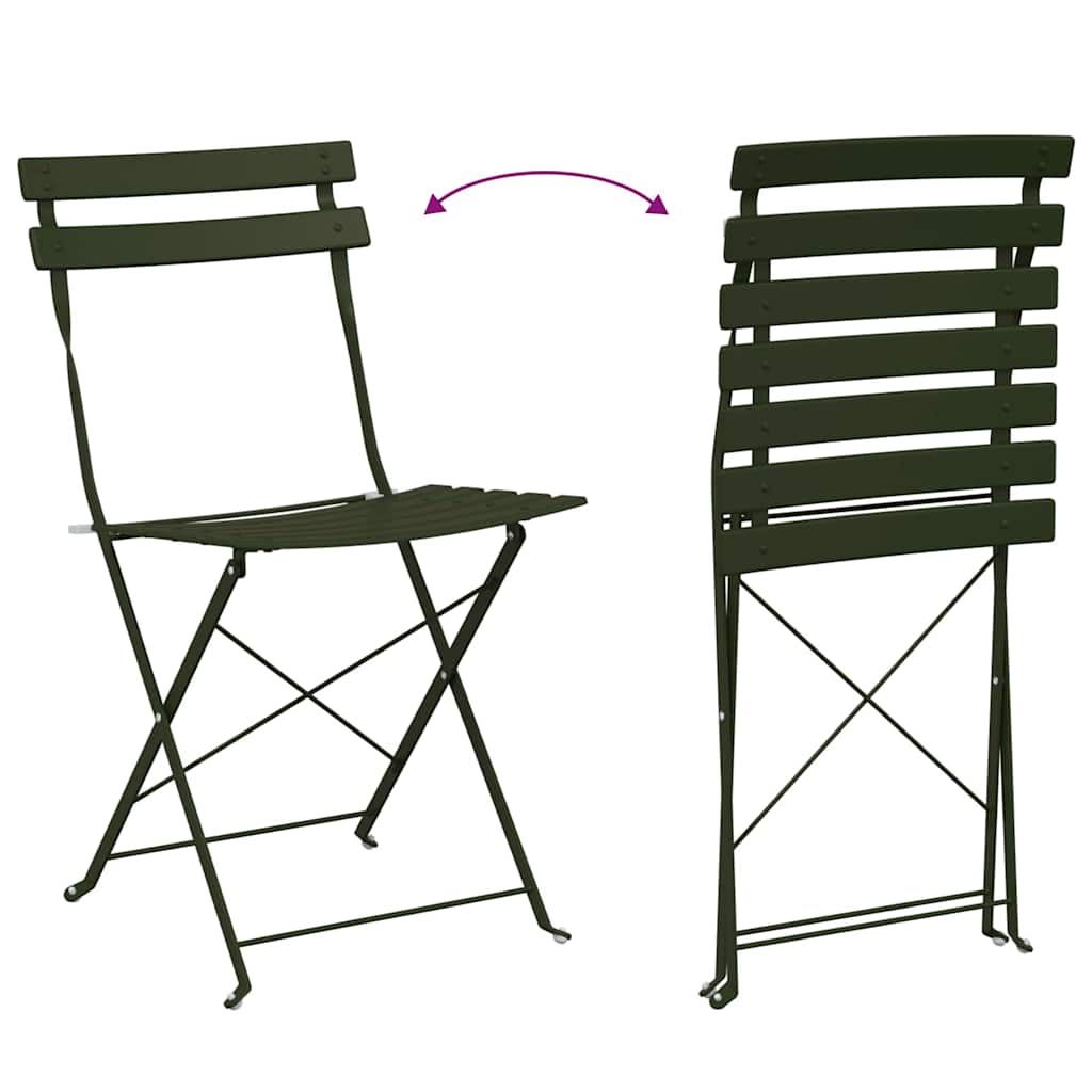 Klapp Bistro Set 3 pcs Wald Stahl