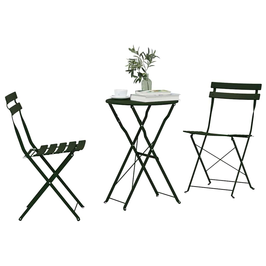 Klapp Bistro Set 3 pcs Wald Stahl