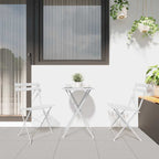 Klapp Bistro Set 3 pcs Weiß Stahl