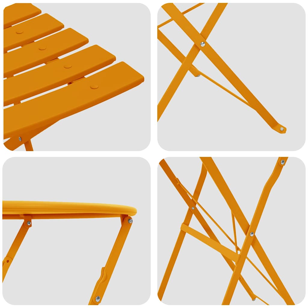 Klapp Bistro Set 3 pcs Senf Stahl