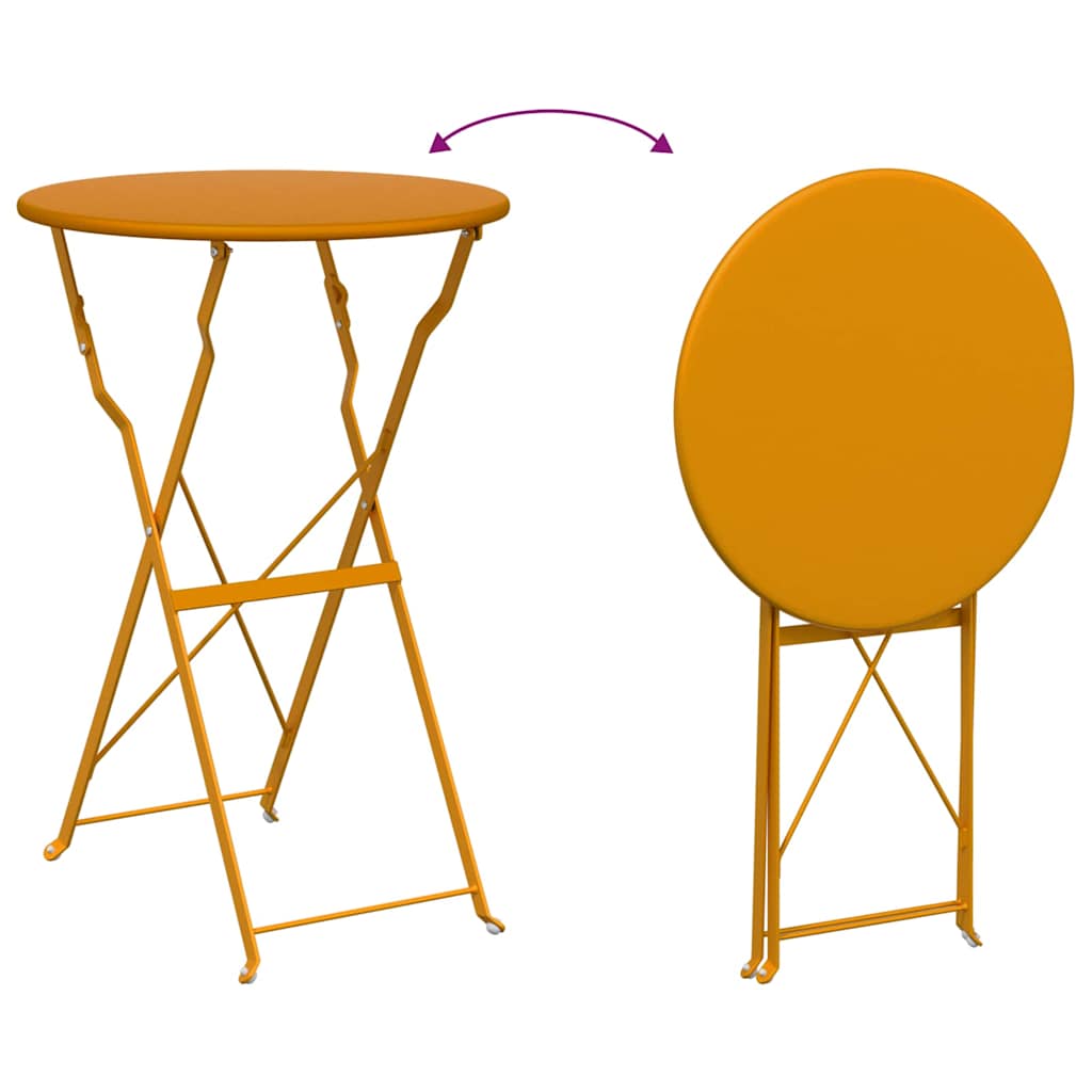 Klapp Bistro Set 3 pcs Senf Stahl