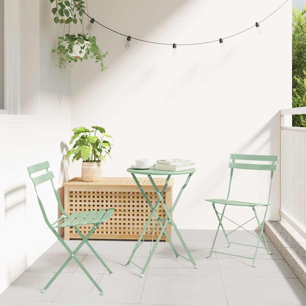 Klapp Bistro Set 3 pcs Meerschaumgrün Stahl