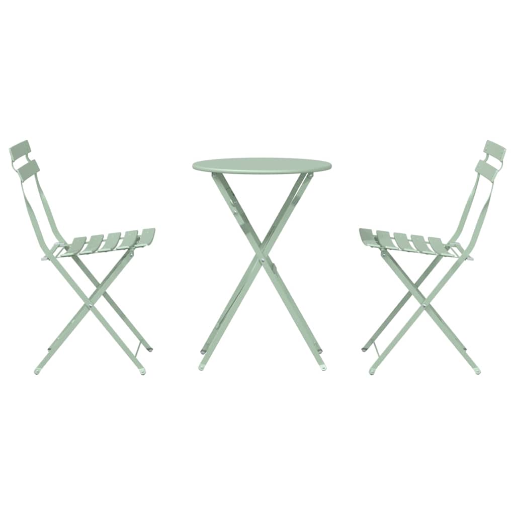 Klapp Bistro Set 3 pcs Meerschaumgrün Stahl