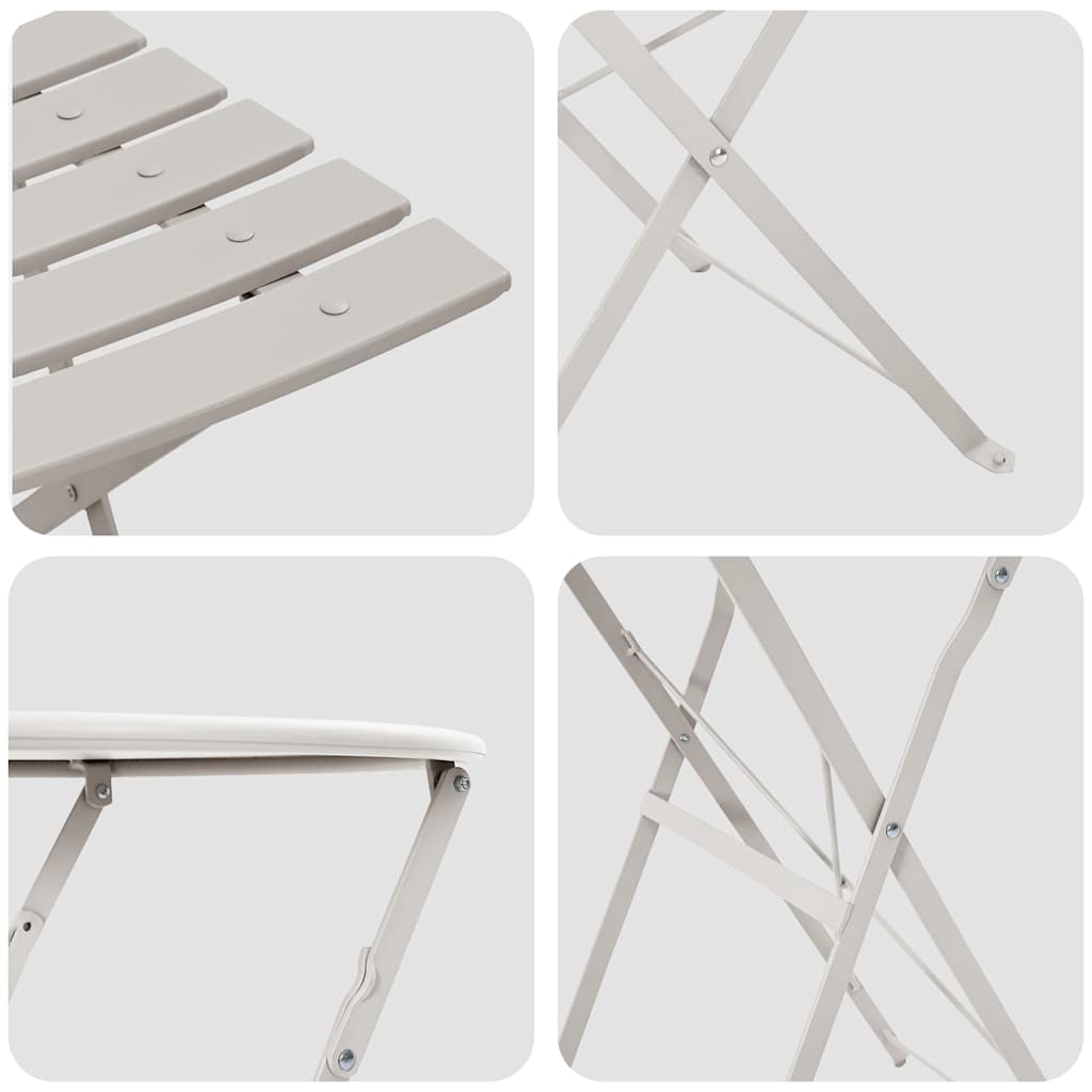 Klapp Bistro Set 3 pcs Beige Stahl