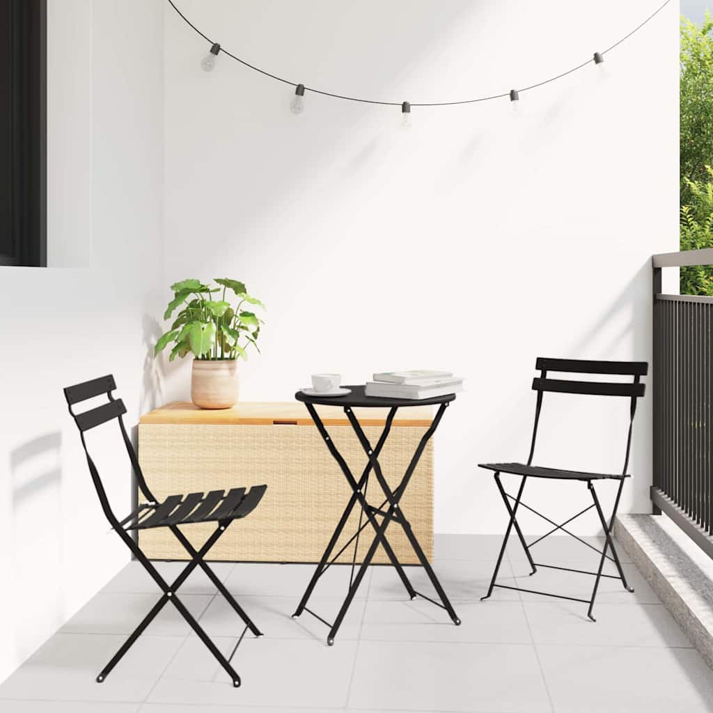 Klapp Bistro Set 3 pcs Anthrazit Stahl
