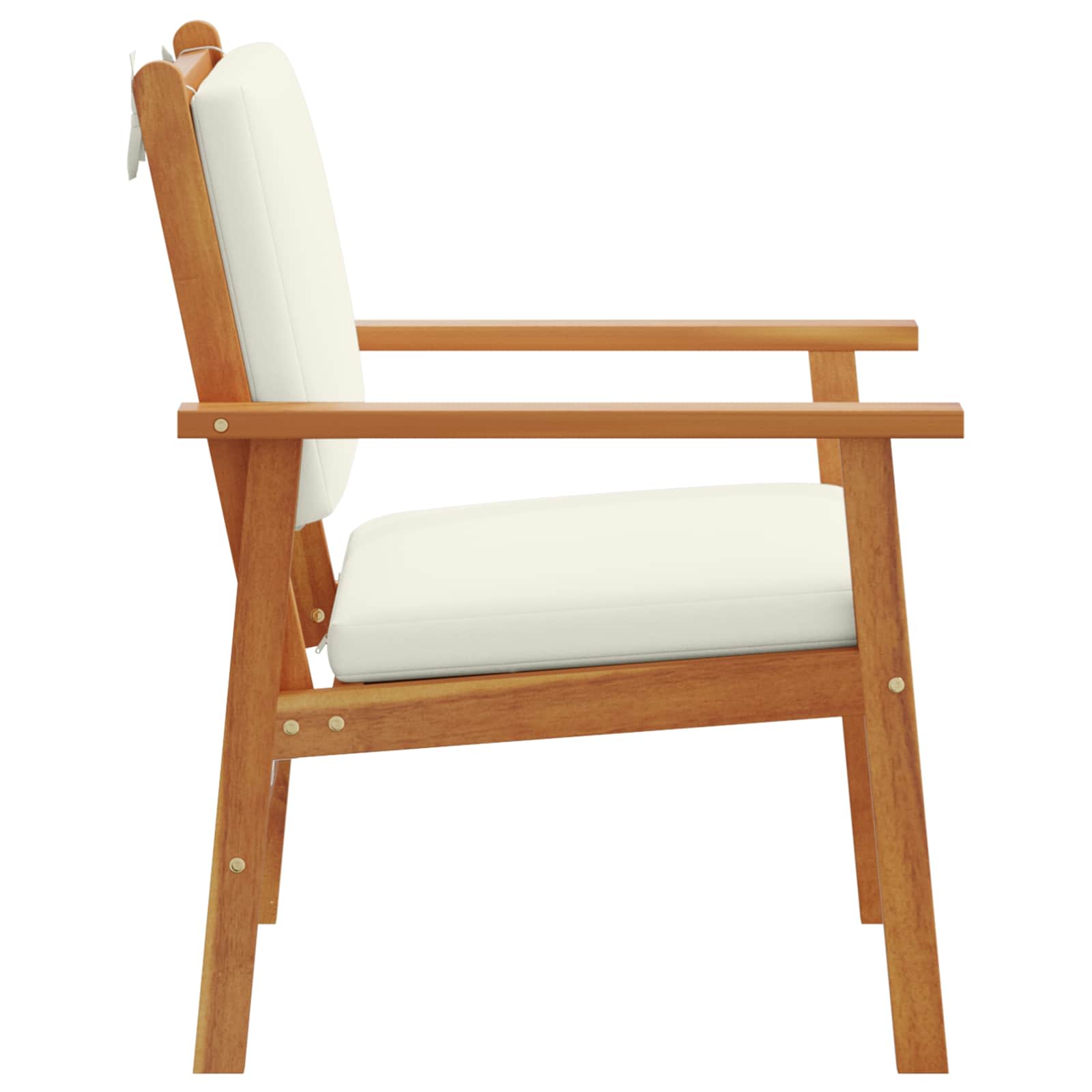 Gartenstuhl mit Kissen 2 pcs Cremeweiß Massivholz Akazie