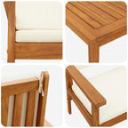 Gartensofa-set mit Kissen 2 pcs Cremeweiß Massivholz Akazie