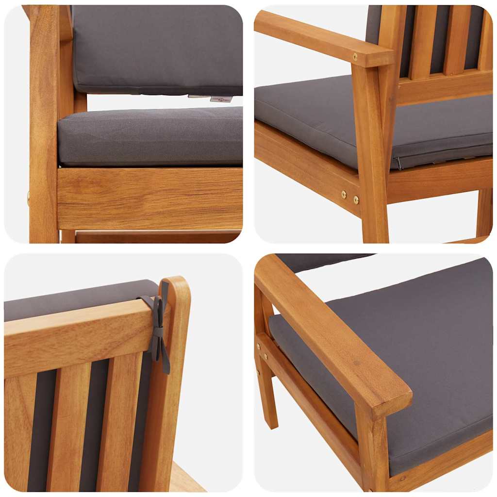 Gartenstuhl mit Kissen 2 pcs Anthrazit Massivholz Akazie