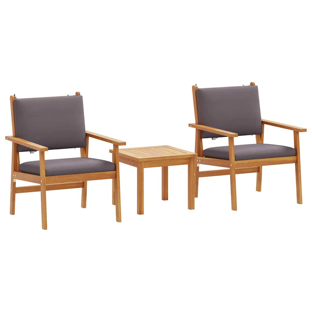 Gartensofa-set 3 pcs Anthrazit Massivholz Akazie