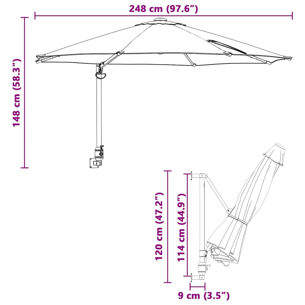 Garten-Sonnenschirm Azurblau 248 x 248 x 148 cm