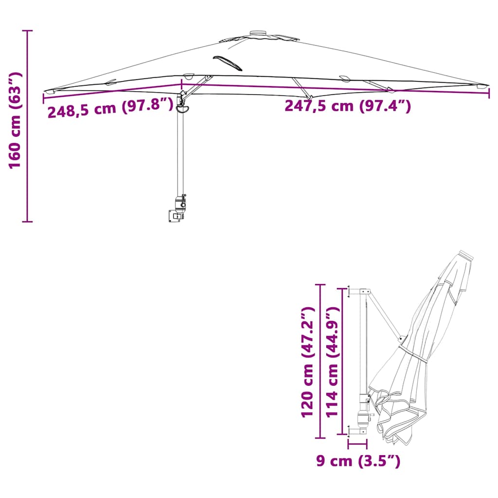 Garten-Sonnenschirm Azurblau 248,5 x 247,5 x 160 cm