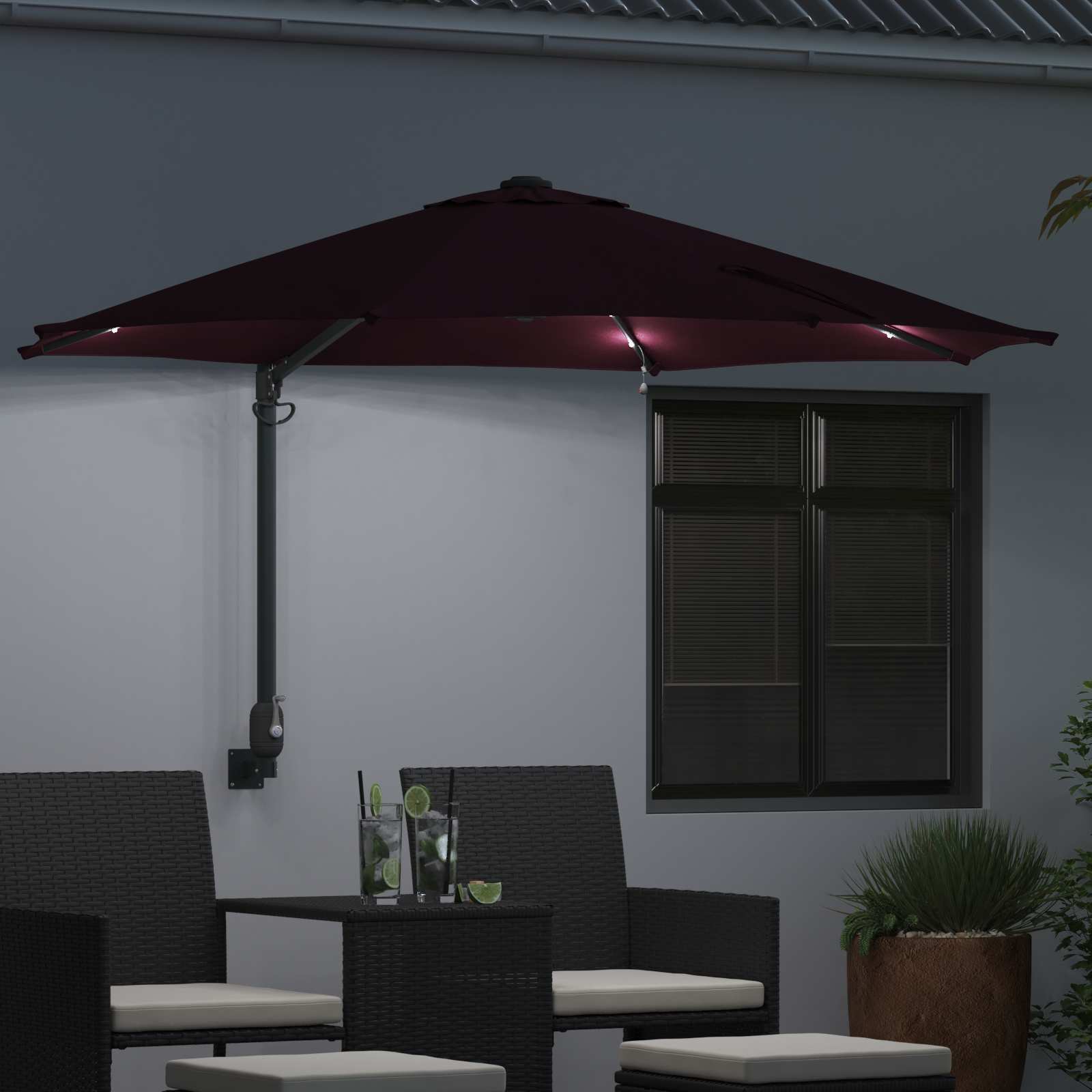 Garten-Sonnenschirm Bordeauxrot 248 x 248 x 148 cm