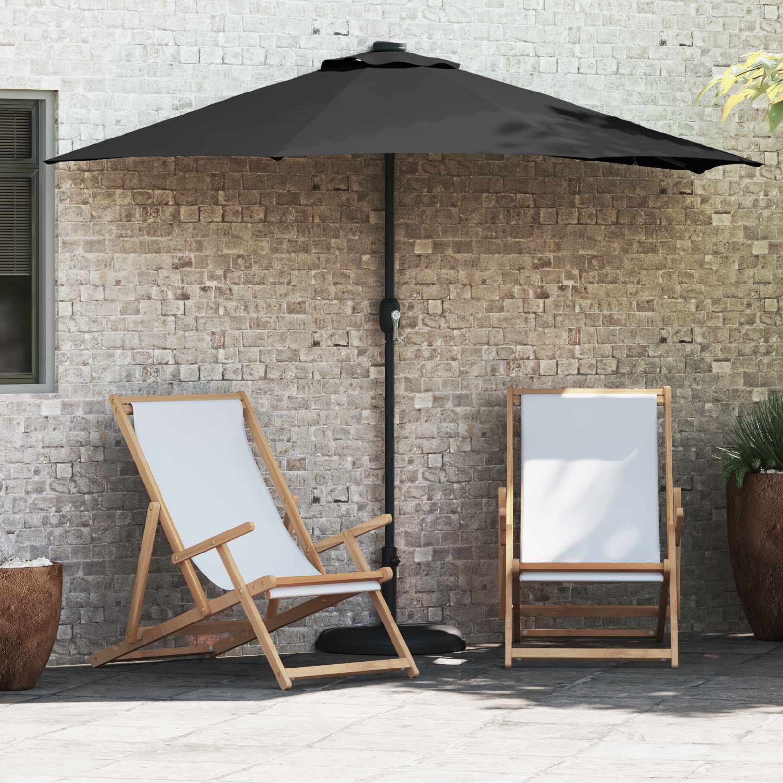 Garten-Sonnenschirm Schwarz 294 x 150 x 224 cm