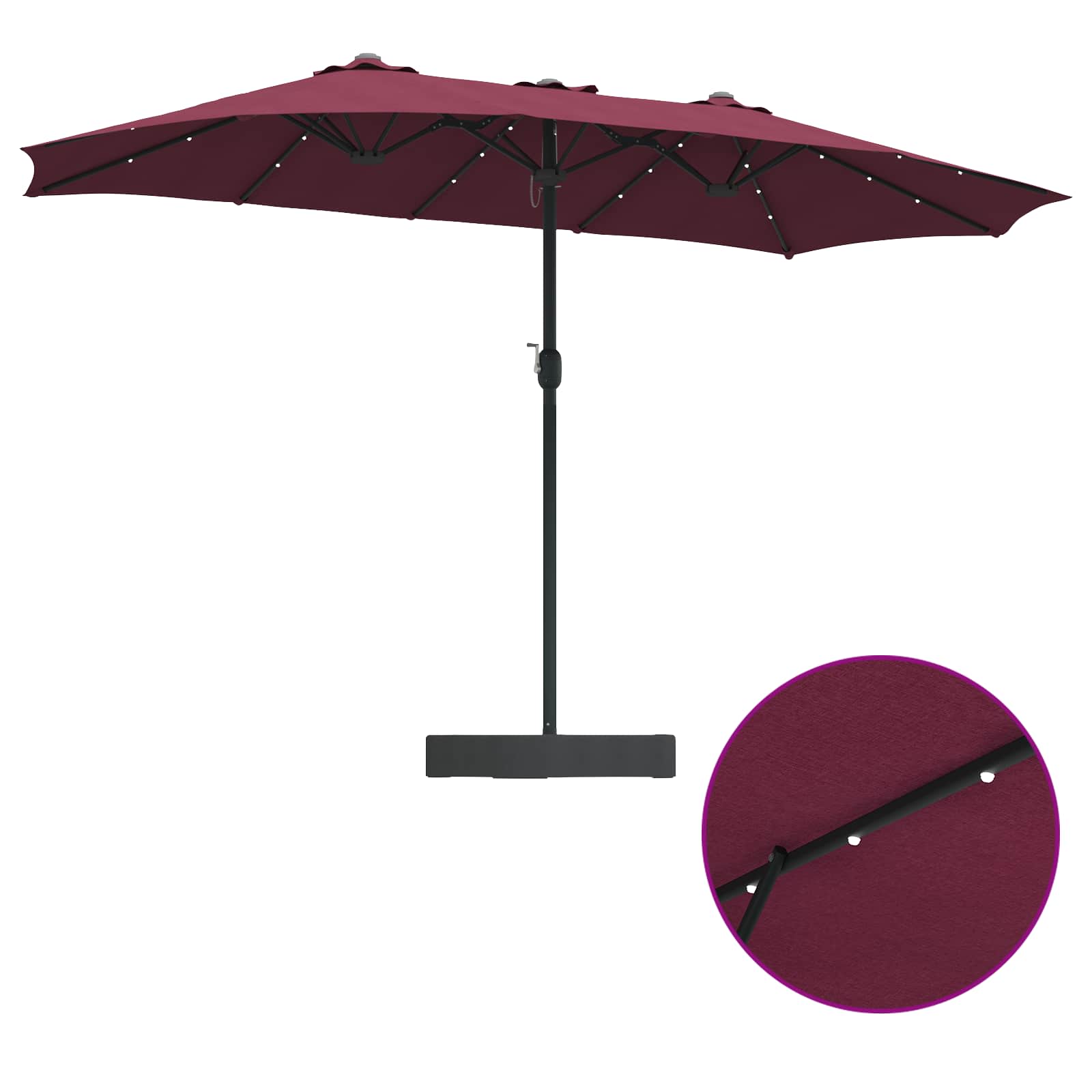 Garten-Sonnenschirm Bordeauxrot 385 x 209 x 244 cm Polyester