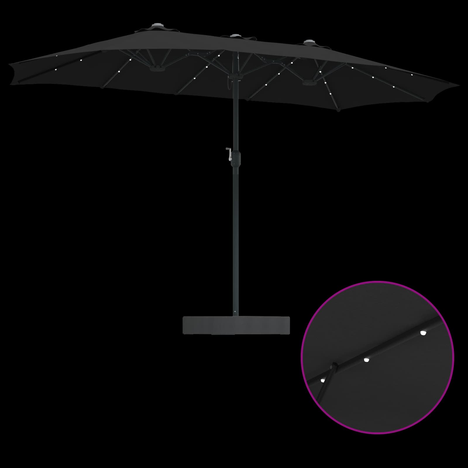 Garten-Sonnenschirm Schwarz 385 x 209 x 244 cm Polyester