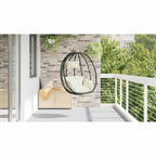 Hängendes Ei-Stuhl Cremeweiß 91,5 x 54,5 x 107 cm Poly-Rattan