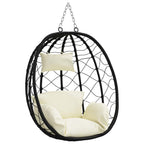 Hängendes Ei-Stuhl Cremeweiß 91,5 x 54,5 x 107 cm Poly-Rattan