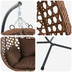 Hängendes Ei-Stuhl Kaffeebraun 104 x 100 x 191 cm Poly-Rattan