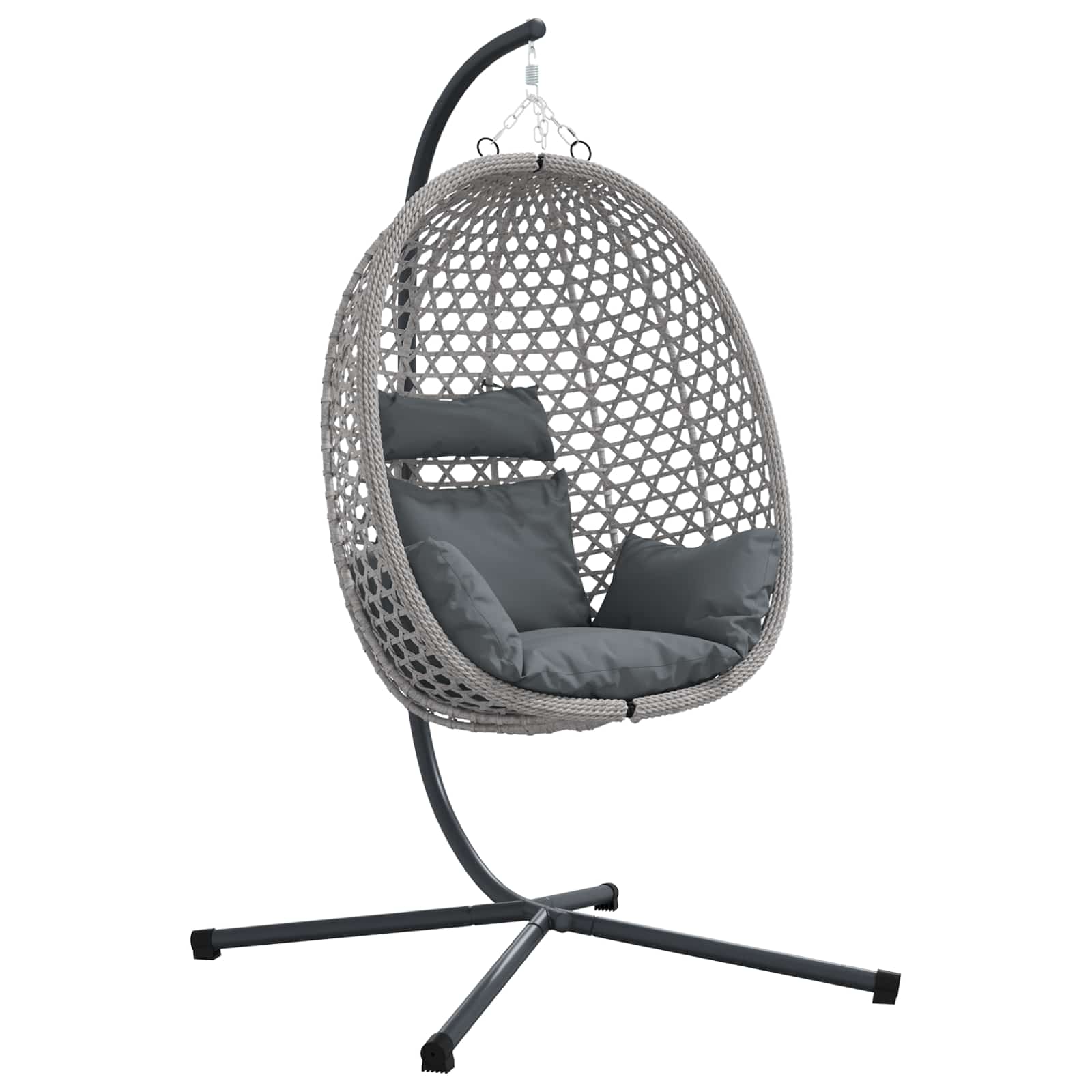 Hängendes Ei-Stuhl Anthrazit und Grau 104 x 100 x 191 cm